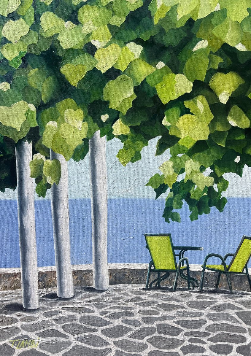 Impressionistic Landscape Oil Painting By Trisha Lambi, 20 X 28", Through The Grapevine, Original Artwork