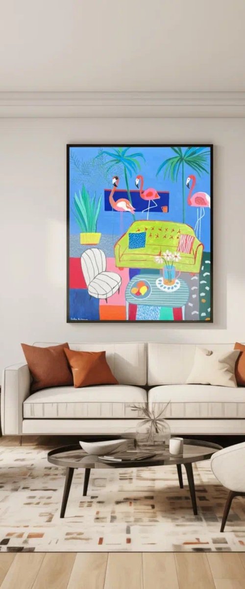 Tropical Flamingo Interior by Sasha Robinson