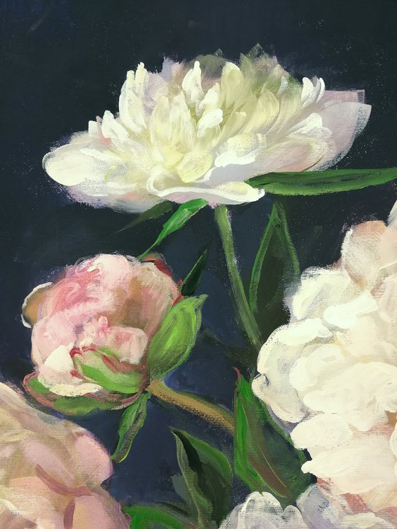 “A bouquet of pink peonies”