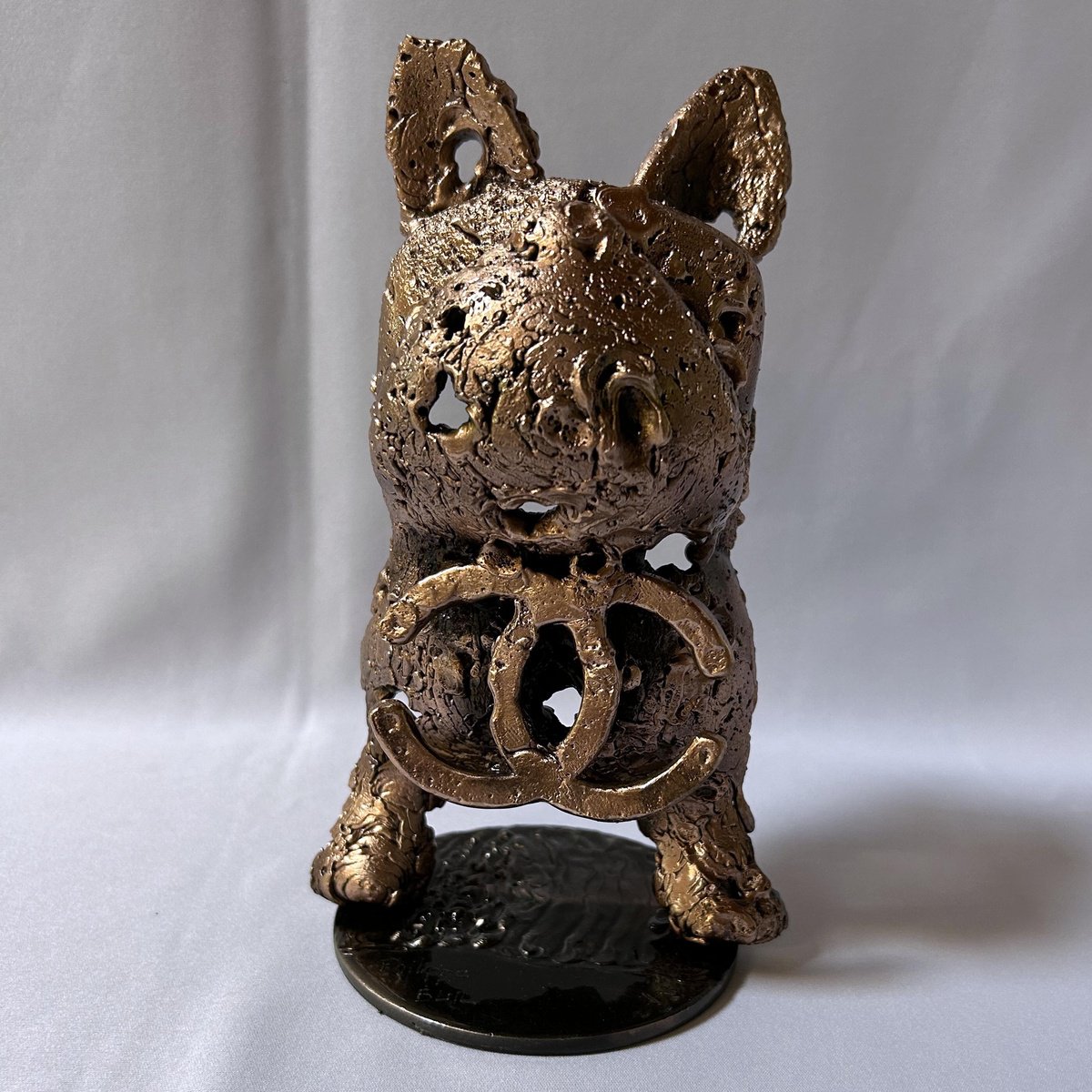 Expressive Animal Sculpture By Philippe Buil, 5 X 9", Dog Chanel 43-25, Original Artwork