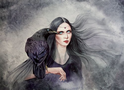 Raven Witch by Olga Beliaeva Watercolour