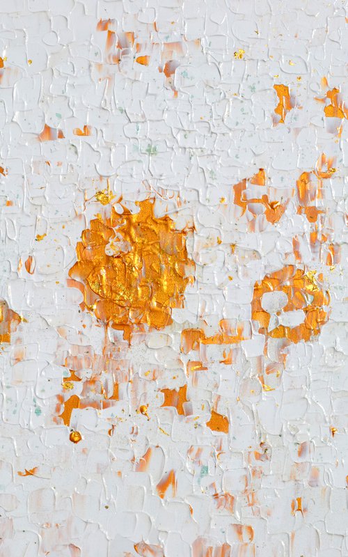 White and Gold - XL 100x70x4 cm FREE SHIPPING Big Painting,  Large Abstract Painting - Ready to Hang, Canvas Wall Decoration Light White and Gold, Palette Knife Relief Painting by Soos Tiberiu