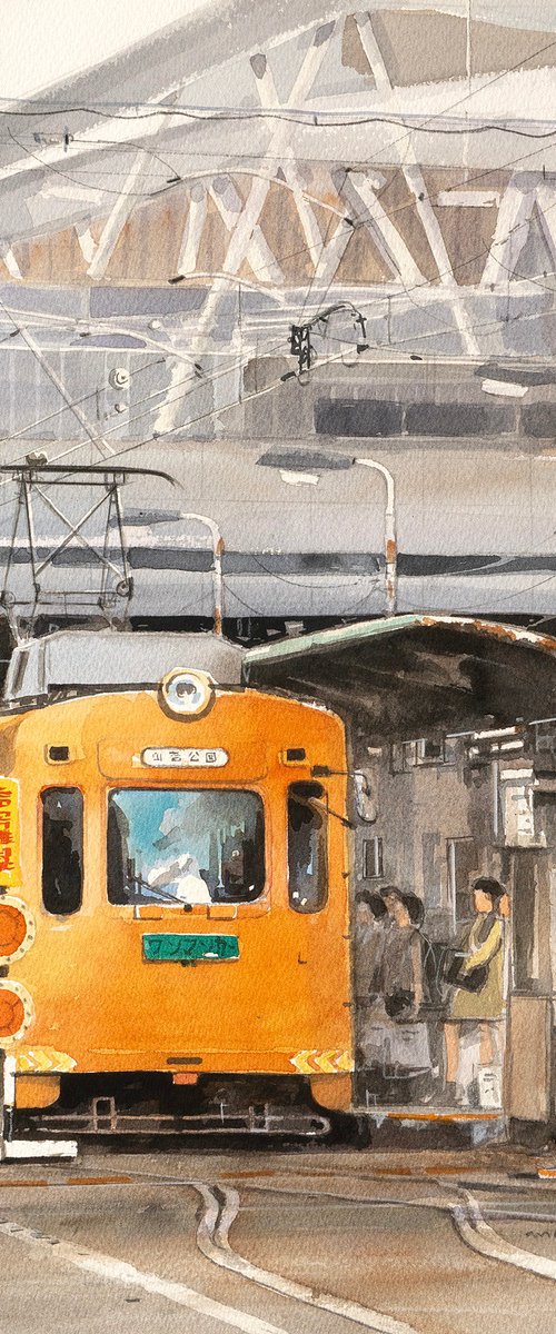 Orange Tram by Masato Watanabe