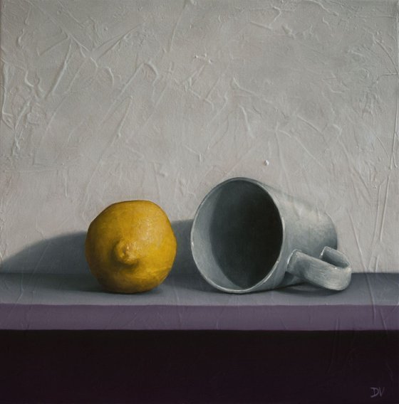 Still life with lemon and tea cup