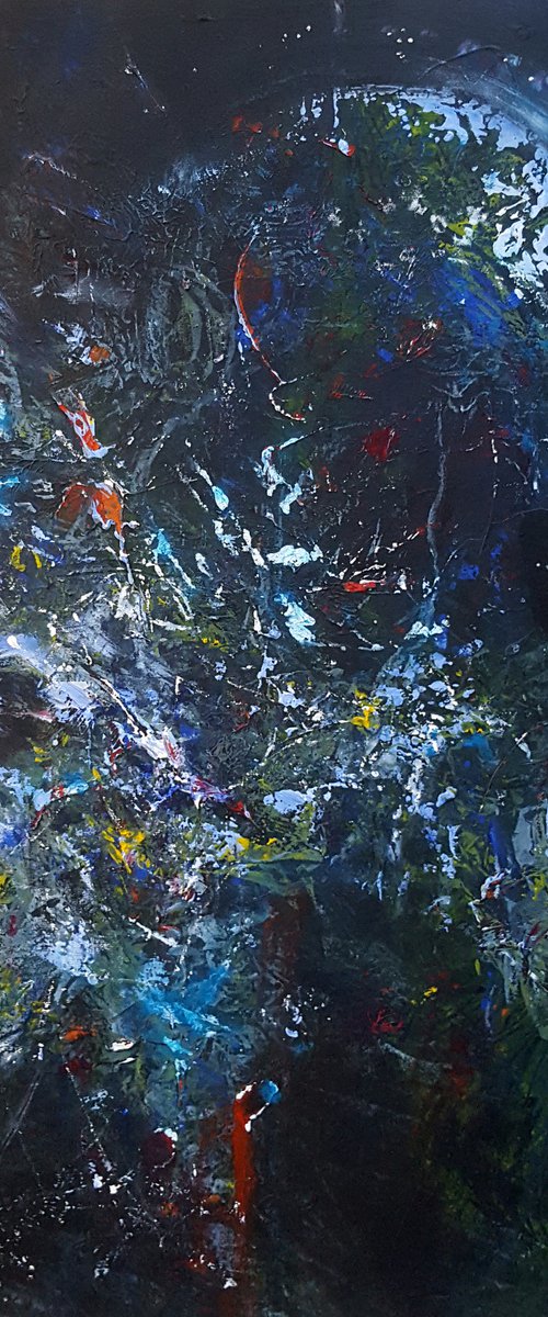 DARK BLUE INCANDESCENT ENERGY ANGEL SPIRITUAL BIZZARE ART BY MASTER O KLOSKA by Kloska Ovidiu