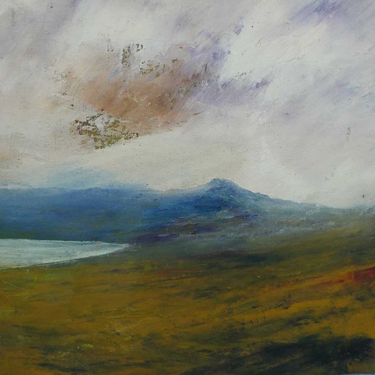 Impressionistic Landscape Acrylic Painting By Oconnart, 10 X 10", Sutherland Loch, Scotland, Original Artwork