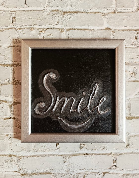 Ready to hang and framed gift with motivation words Smile