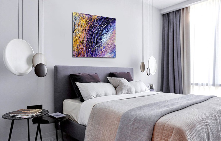 Lavender Abstract Painting Violet Painting Abstract Canvas Abstract Art Lavender Purple Yellow Painting Home Decor Painting