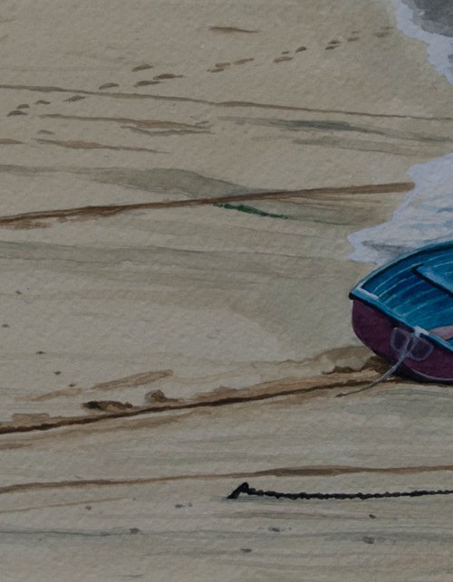 Launching a Rowboat, St Ives, Cornwall by Sue Cook