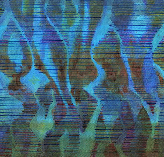 BLUE FIRE Colored Inks Abstract Painting