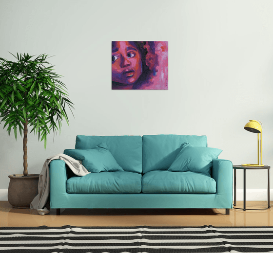 Young Black Female Face — Curious