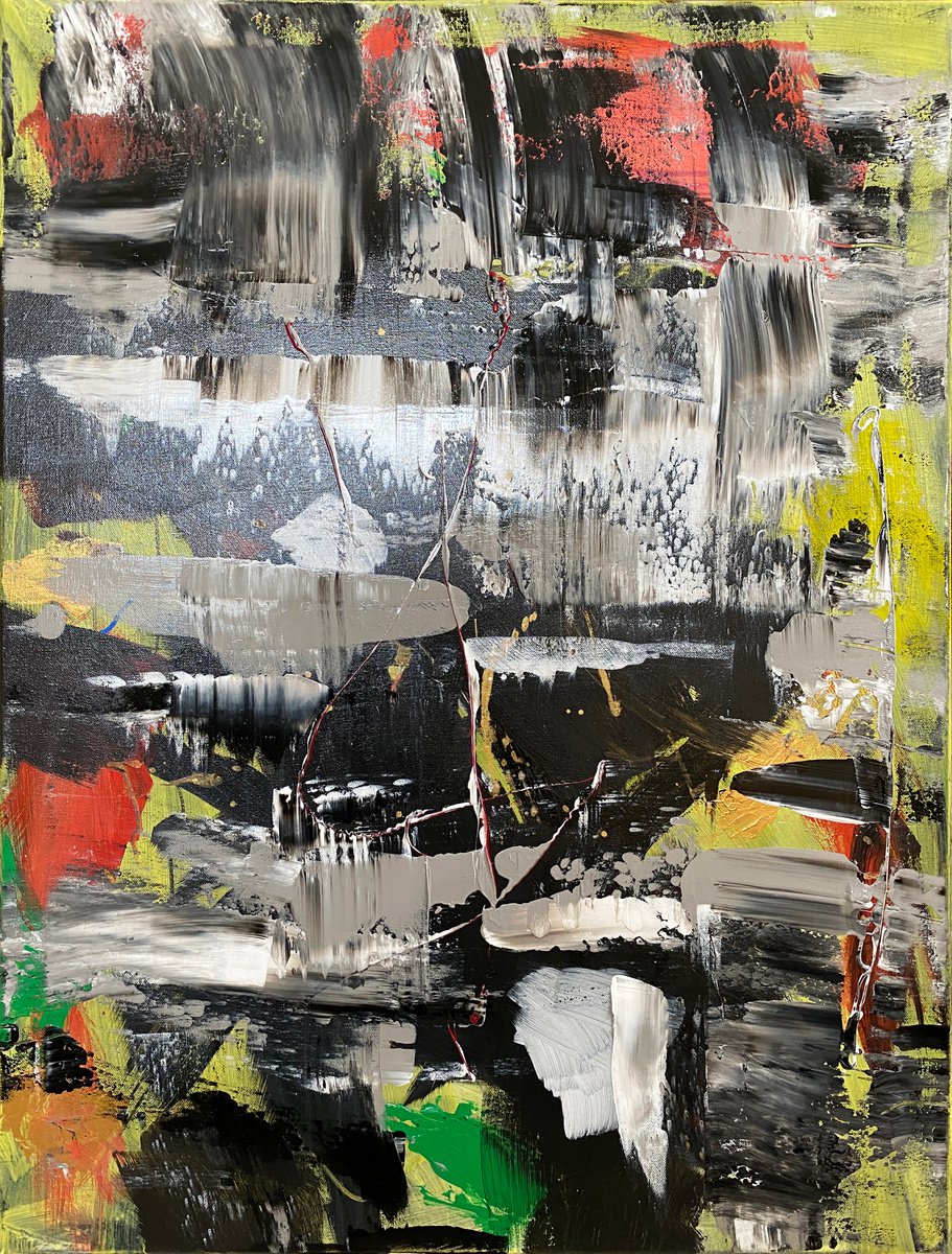 Abstract Acrylic Painting By Jianzhe Chon, 24 X 32, Abstract, Original Artwork