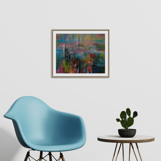 Illusory Landscape, abstract landscape original paintings on canvas, 50x60 cm, ready to hang art