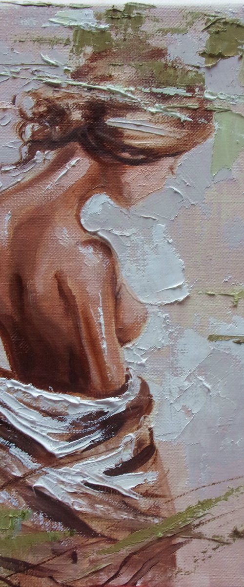 For S. original painting wind romantic palette knife GIFT by Monika Luniak