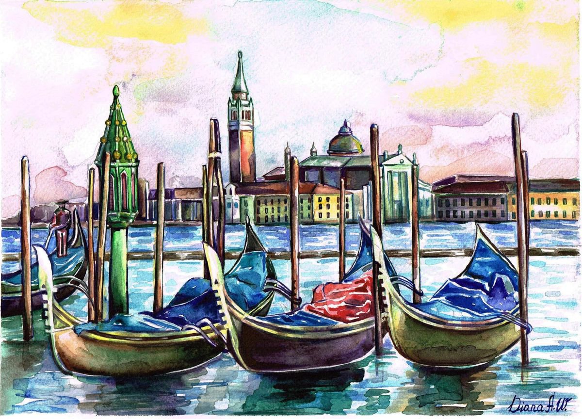 Venice Gondolas Laguna by Diana Aleksanian