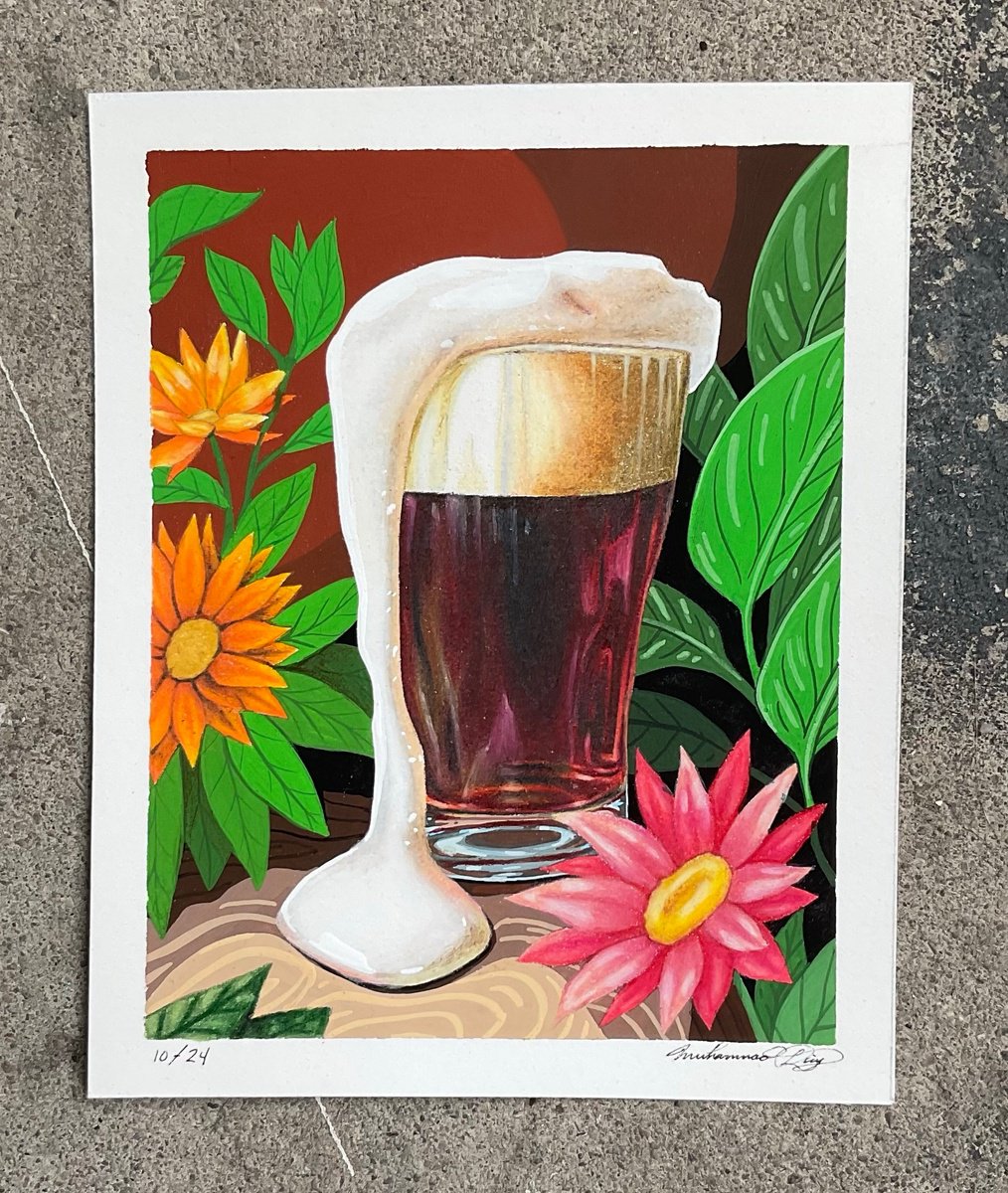 Botanical Painting By Amani Muhammad, 5 X 6, Beer, Original Artwork
