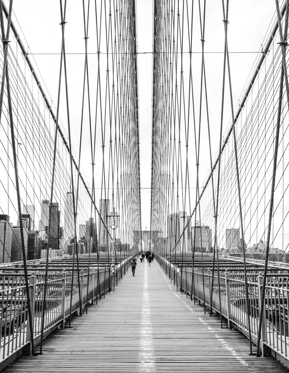 Photorealistic Cityscapes Photograph By Fabio Accorri?, 16 X 20, On The Bridge, New York City, Original Artwork