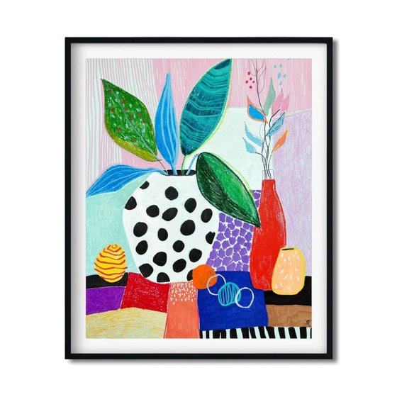Colorful Still Life with Vases