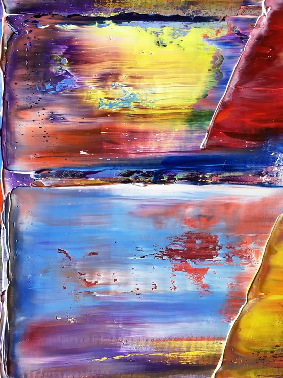 "Seeing All The Angles" - FREE USA SHIPPING - Original PMS Abstract Triptych Oil Paintings On Canvas - 64" x 24"