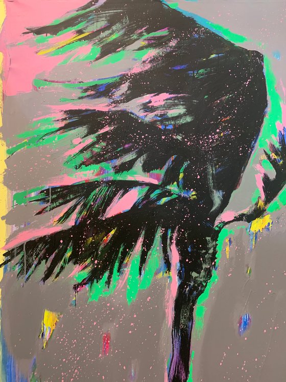 Large XXL artwork - "Pink rain" - Pop Art - Huge painting - Palm - Street Art - Miami