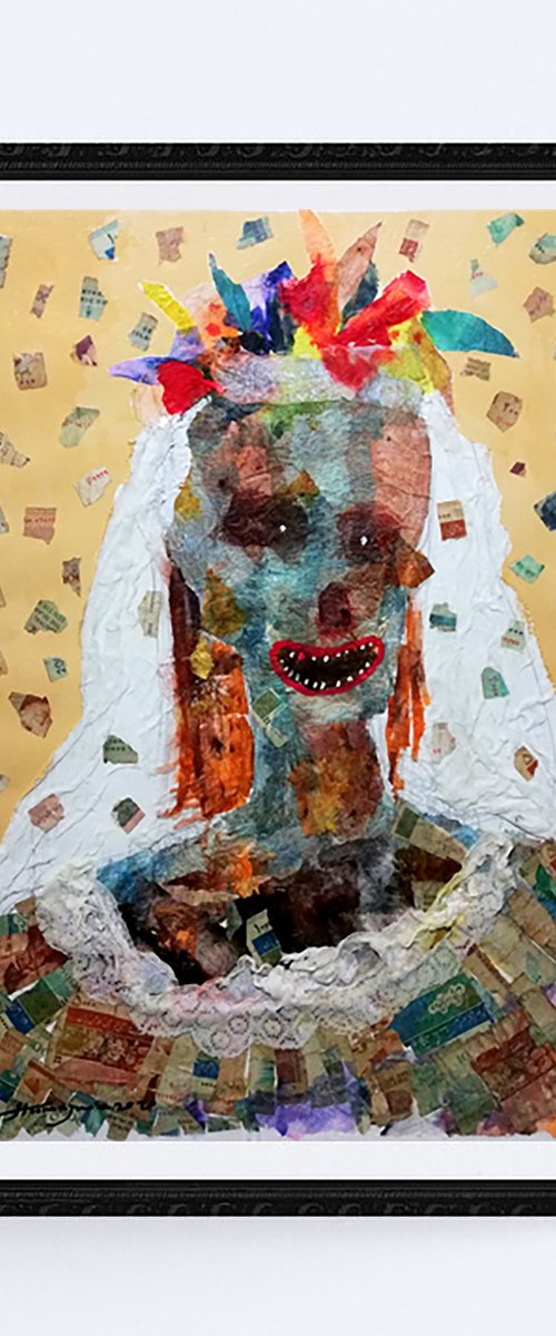 bride of hell, Mixed Media on cardboard, 50x70 cm by Jamaleddin Toomajnia