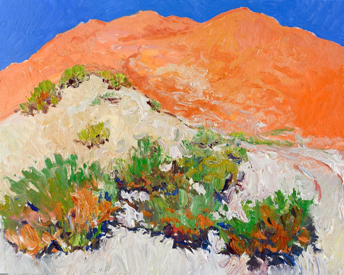 Expressive Landscape Oil Painting By Suren Nersisyan, 20 X 16", Sand Dune In The Desert, Original Artwork