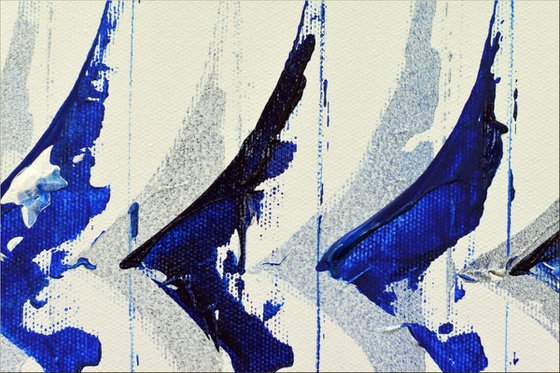 Blue Sails  - abstract acrylic painting, canvas wall art, framed modern art