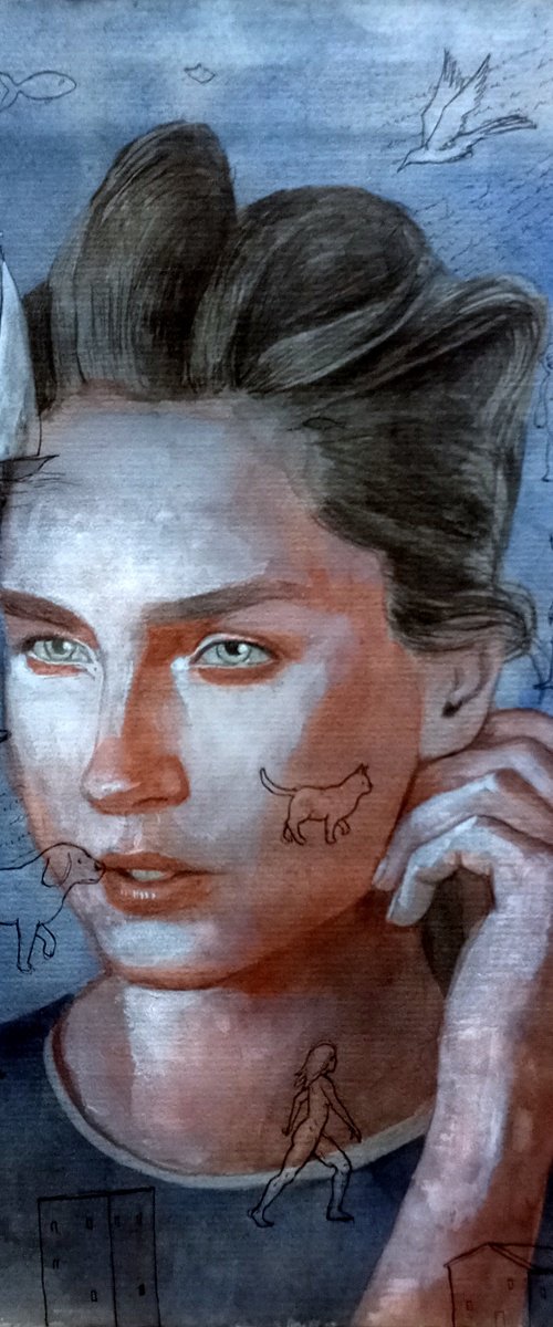Woman with thoughts by paolo beneforti