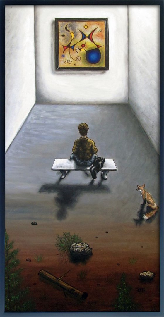 "Lose Yourself" - Original PMS Pop Surrealist Oil Painting, Framed - 24" x 48"