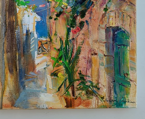 Sunny street in Italian style