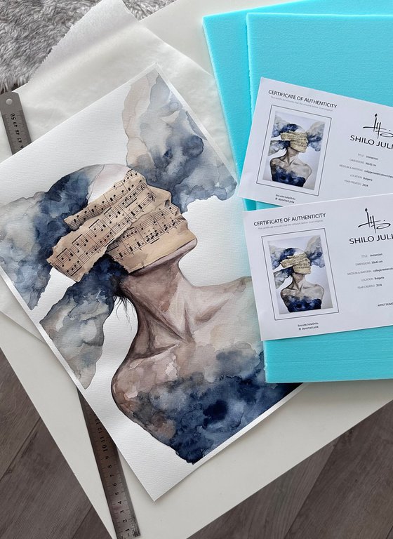 Immersion Blue Sheet Music Abstract Portrait
