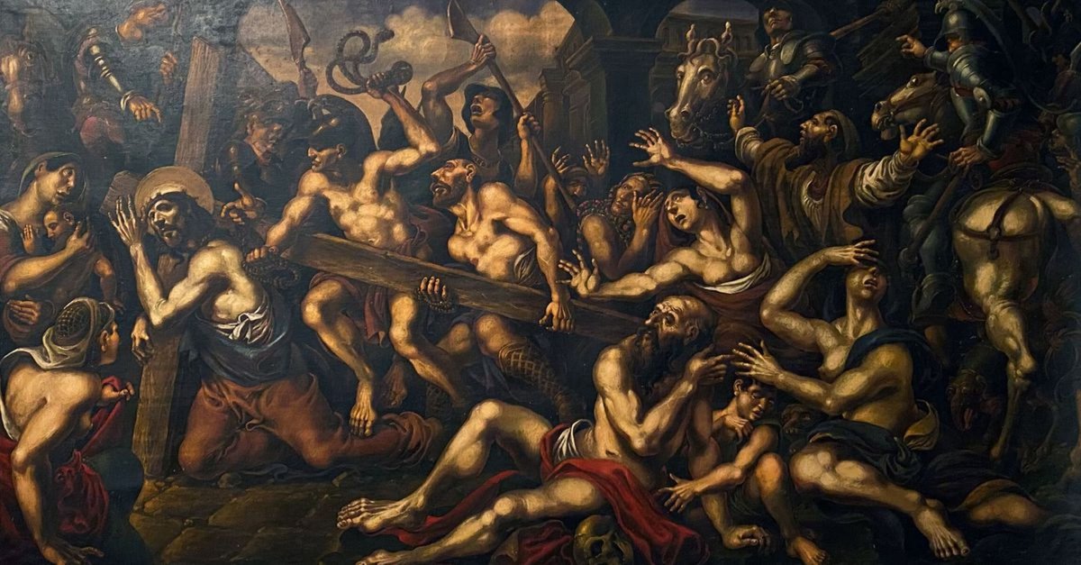 Surrealistic Oil Painting , Carrying The Cross By Oleg And Alexander Litvinov, 45 X 24, Artwork For Sale On Artfinder