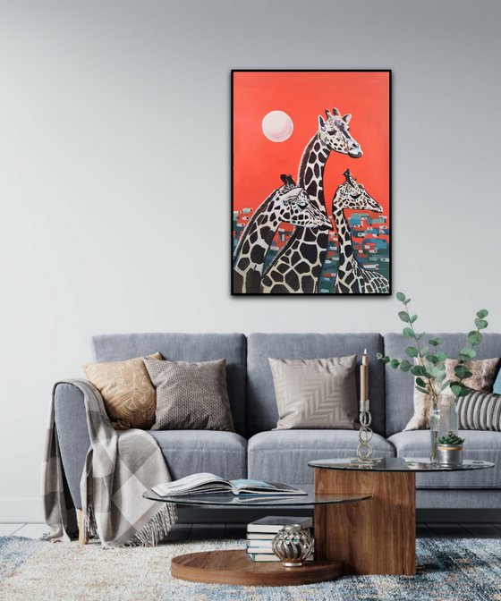 Giraffes / 100 X 70 cm