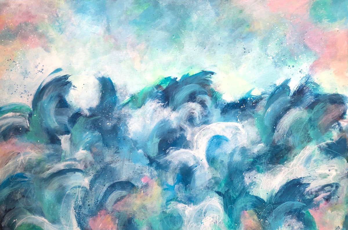 Expressive Landscape Acrylic Painting By Kate Marion Lapierre, 36 X 24", Jubilance, Original Artwork