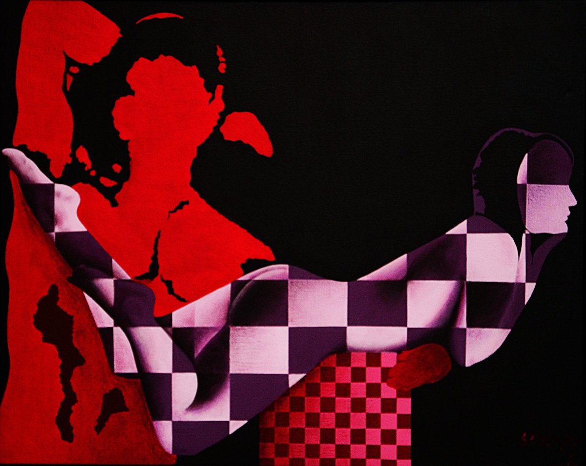 Expressive Portrait Acrylic Painting By Sonaly Gandhi, 30 X 24", Couple In Love 4, Original Artwork