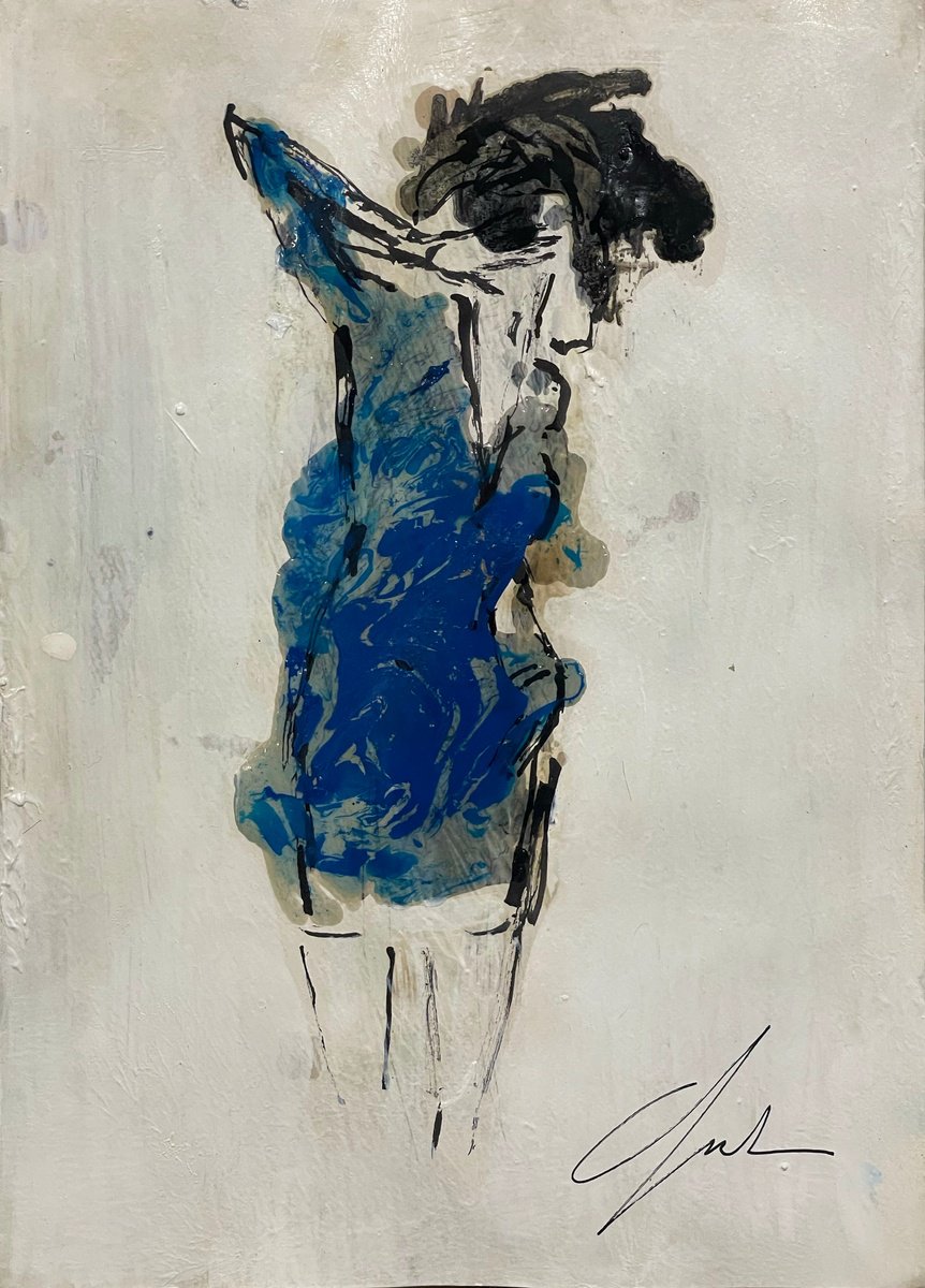 Expressive Portrait Painting By Giusy Lauriola, 9 X 13, Vega, Original Artwork