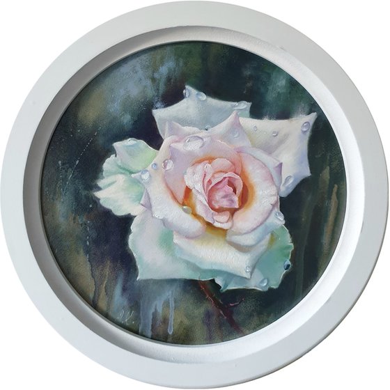 "Dew and rose."  rose flower  liGHt original painting  GIFT (2020)