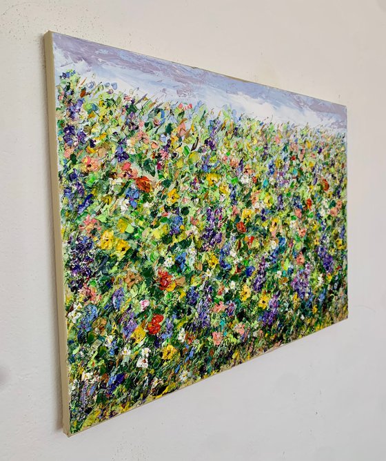 Summer flowers field