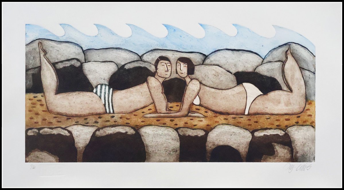 Expressive Limited Edition Print , Beach Love By Mariann Johansen-Ellis, 27 X 15, Artwork For Sale On Artfinder