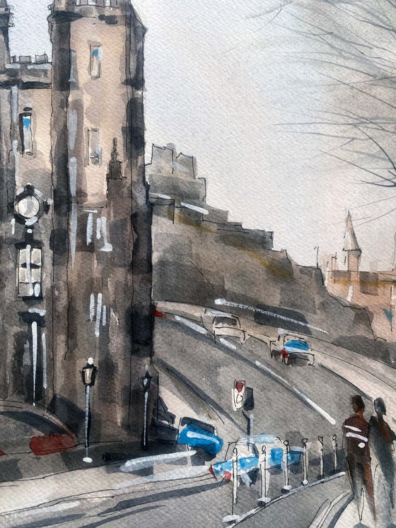 Edinburgh. One of a kind, original painting, handmad work, gift, watercolour art.