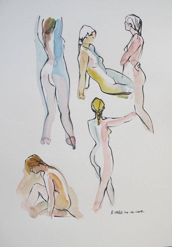 Female nude 5 poses