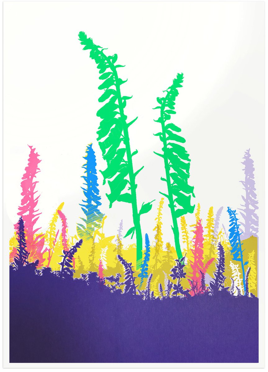 Impressionistic Botanical Screenprint By Chris Keegan, 12 X 17, Foxglove, Original Artwork