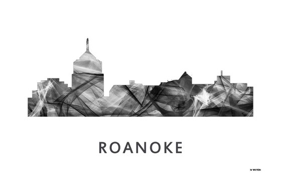 Roanoke Virginia Skyline WB BW
