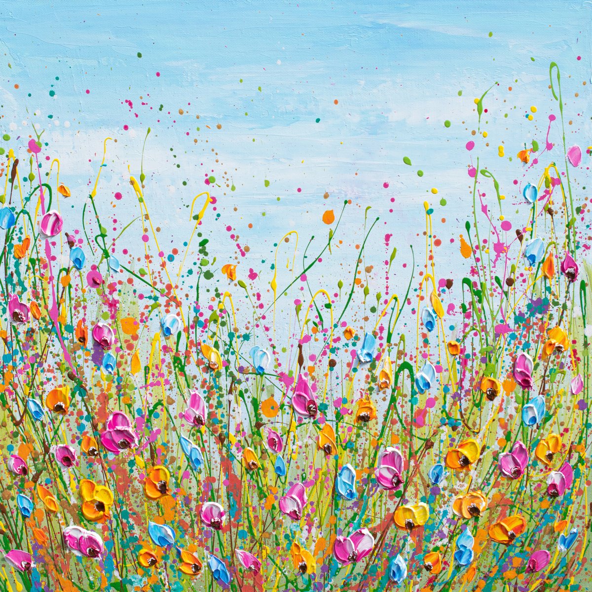 Spring meadow - wildflower landscape painting by Olga Tkachyk
