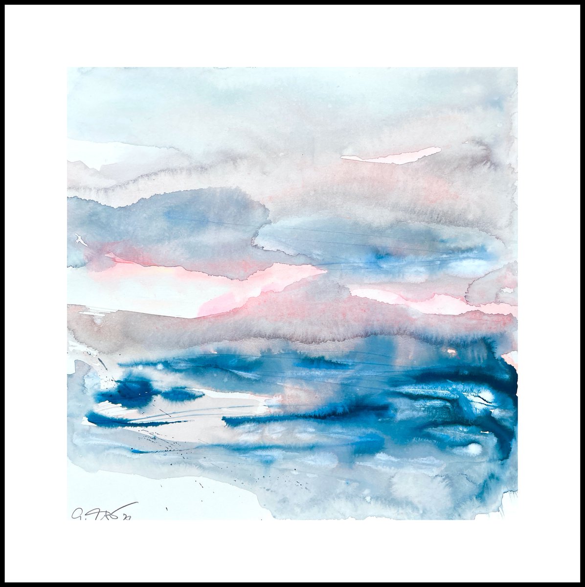 Abstract Landscape Watercolour By Gesa Reuter, 12 X 12, Still I Rise, Original Artwork