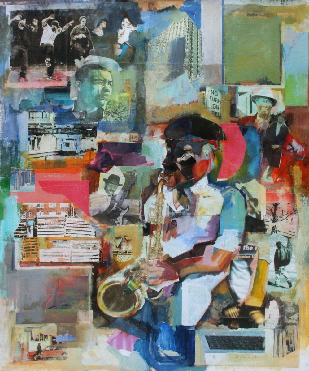 Expressive Cityscapes Collage By Don Keene, 43 X 54, Urban Symphony, Original Artwork