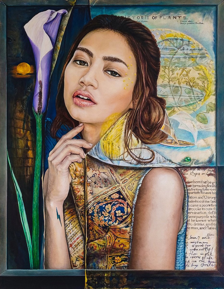 Expressive Portrait Oil Painting By Fatih Sungurtekin, 39 X 51, Lily, Original Artwork