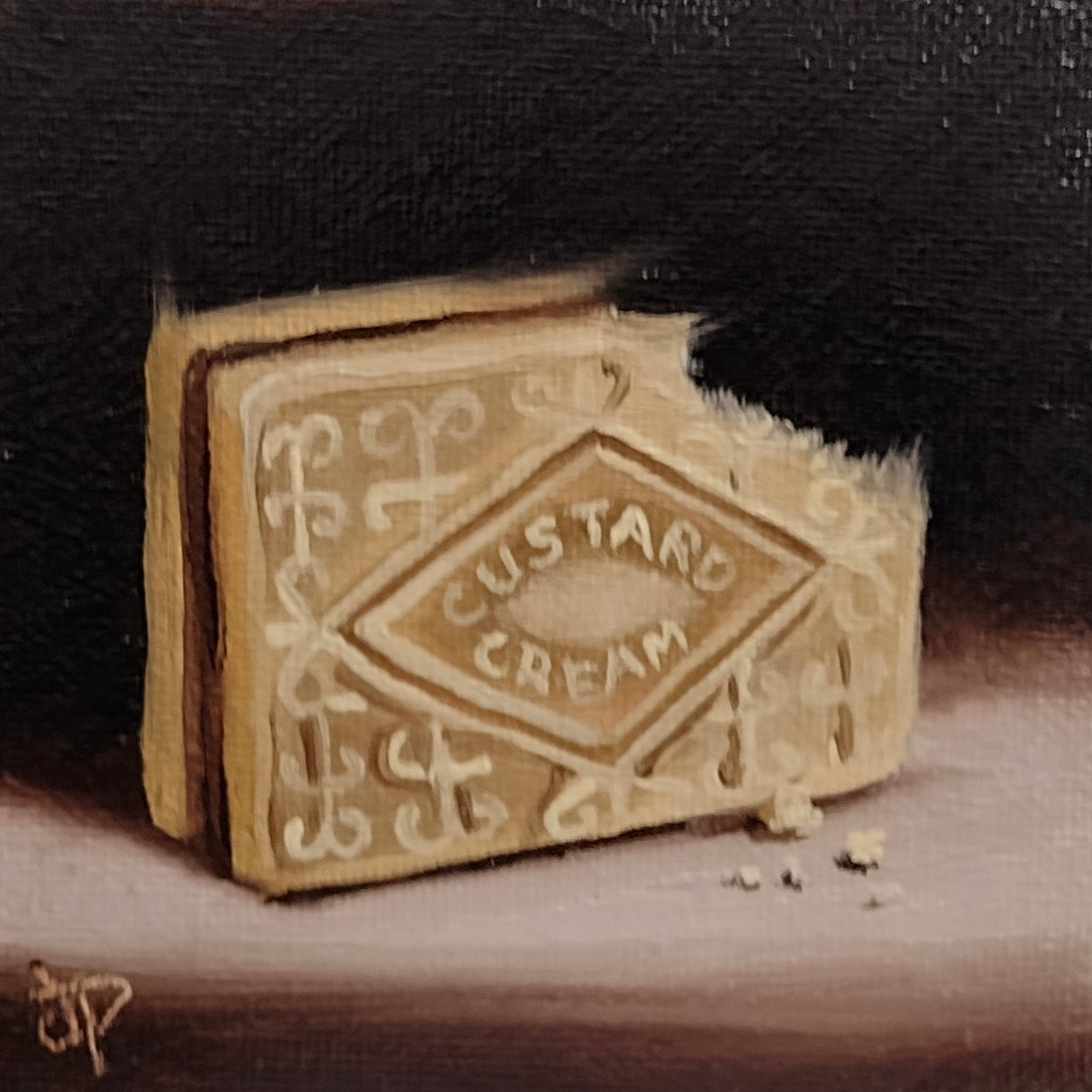 Little Custard Cream biscuit still life by Jane Palmer Art