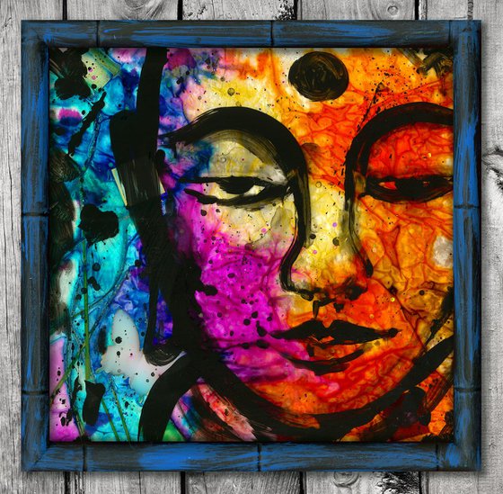 Buddha Love No. 22 - Framed Mixed media art by Kathy Morton Stanion