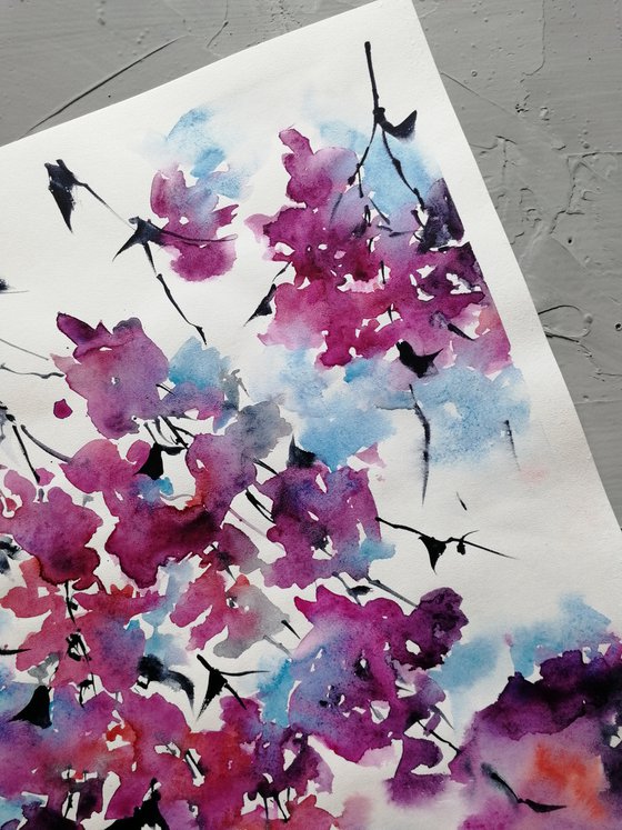 Pink flowers painting